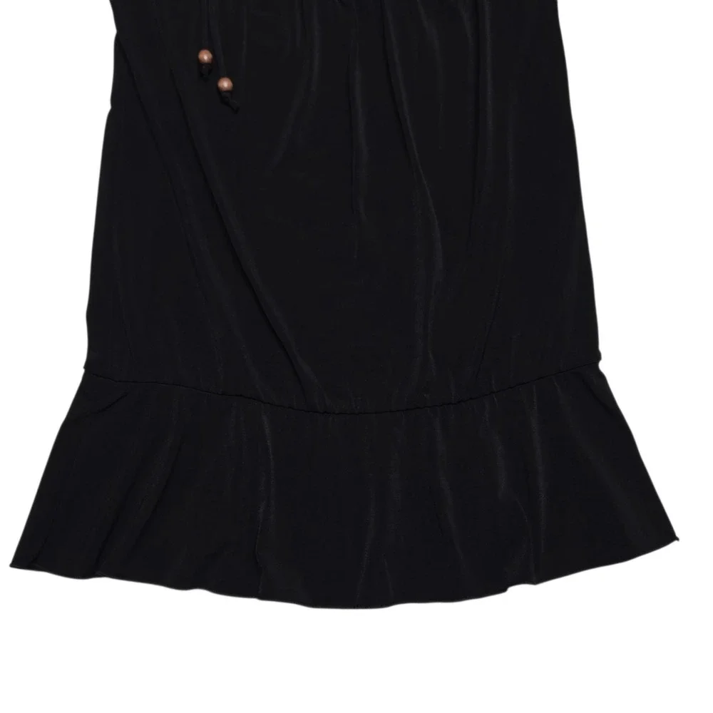 Vintage BCX Top Womens Medium Black Y2K Peplum Cami Beaded Strap V Neck USA Boho - Picture 7 of 12